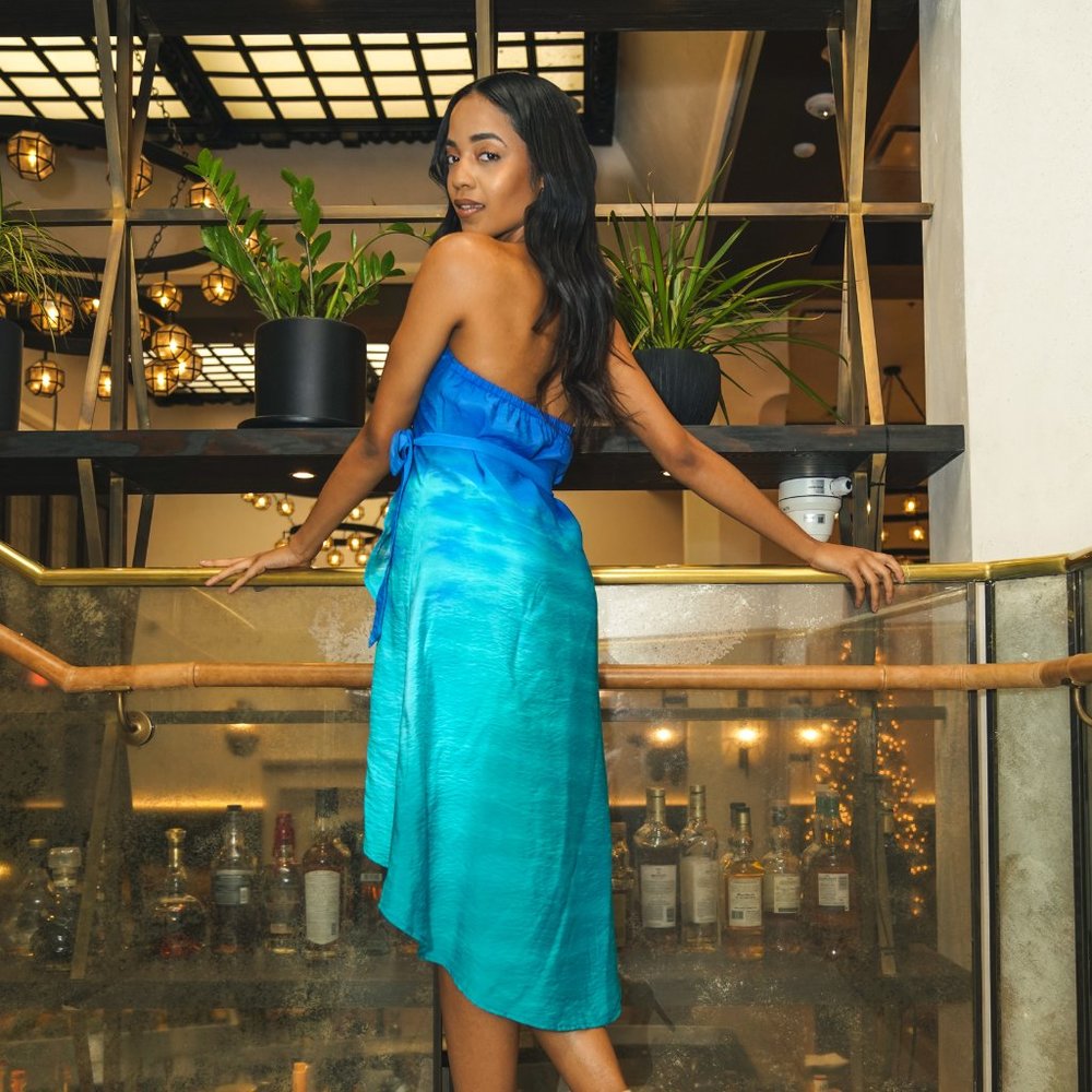 WET Swimwear Serena Blue Halter Tie Wrap Dress Swim Coverup Beach Nordstrom XS